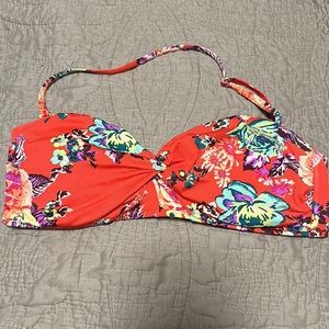 Roxy Floral Twist Bandeau Strapless Bikini Top Size XL
